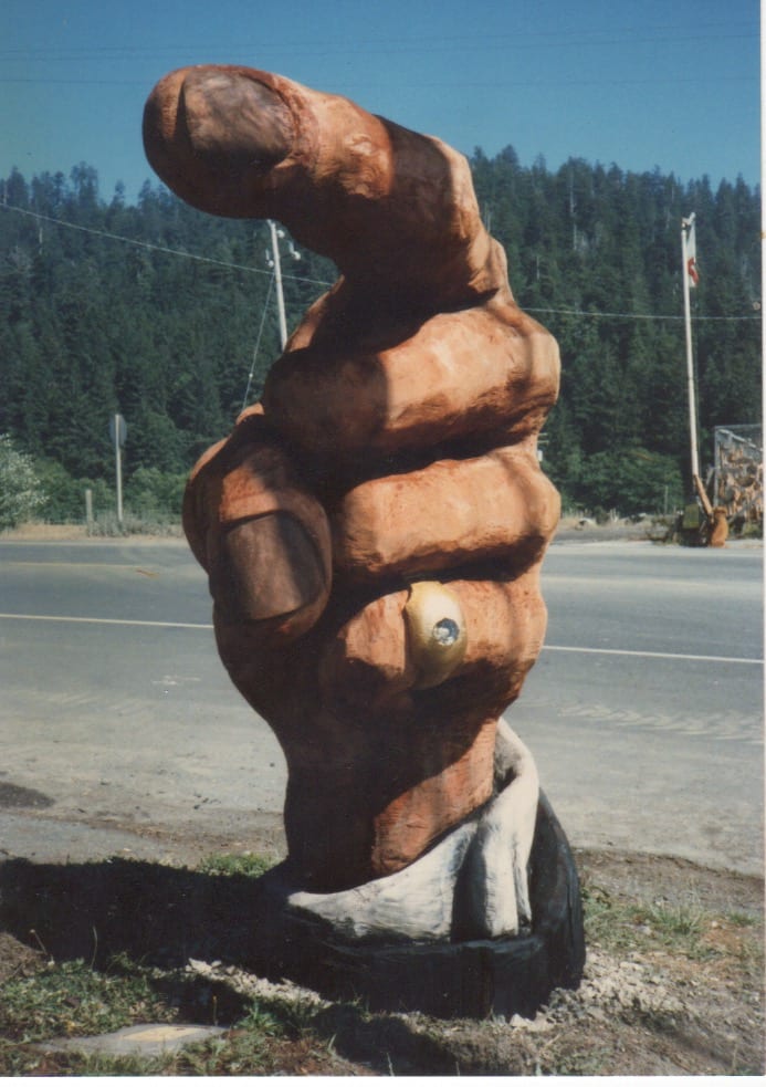 Large redwood sculpture entitled, "This Way" - Alt View - Image